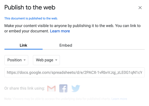 Publish your Google Sheets Org Chart